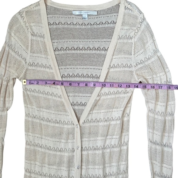 Lauren Conrad Long Cardigan Crochet Knit Cream Long Sleeve Buttons Women's Small - Picture 5 of 7